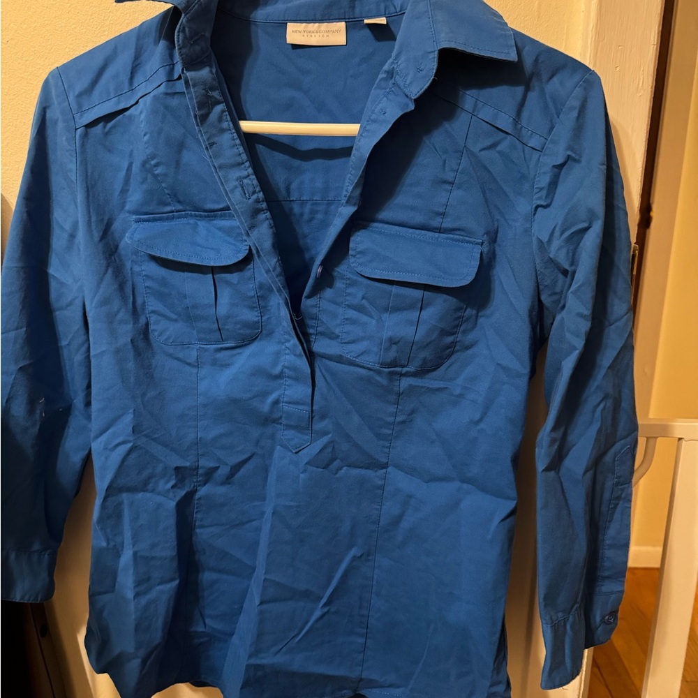 New York & Company Blue Blouse